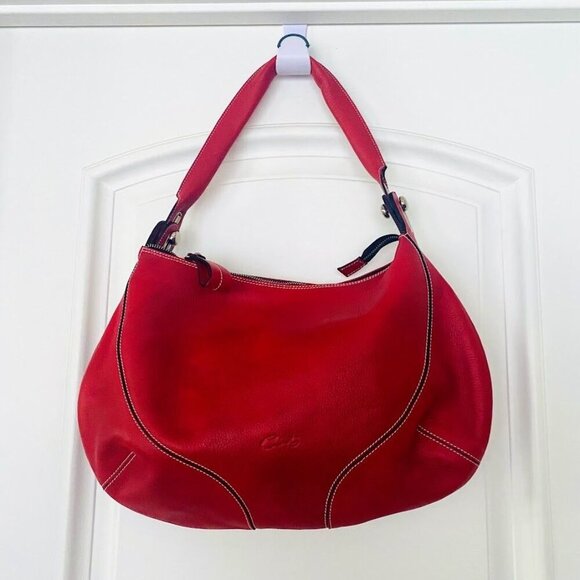 Bolsos Cats Large Red Leather Hobo Shoulder Bag Made in Spain - Picture 3 of 5